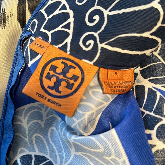 Tory Burch Silk Floral Print Dress with Beaded Sequin Neck Detail - Picture 5 of 5